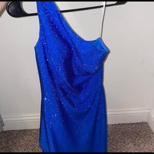 Sherri Hill Vibrant Blue One-Shoulder Dress